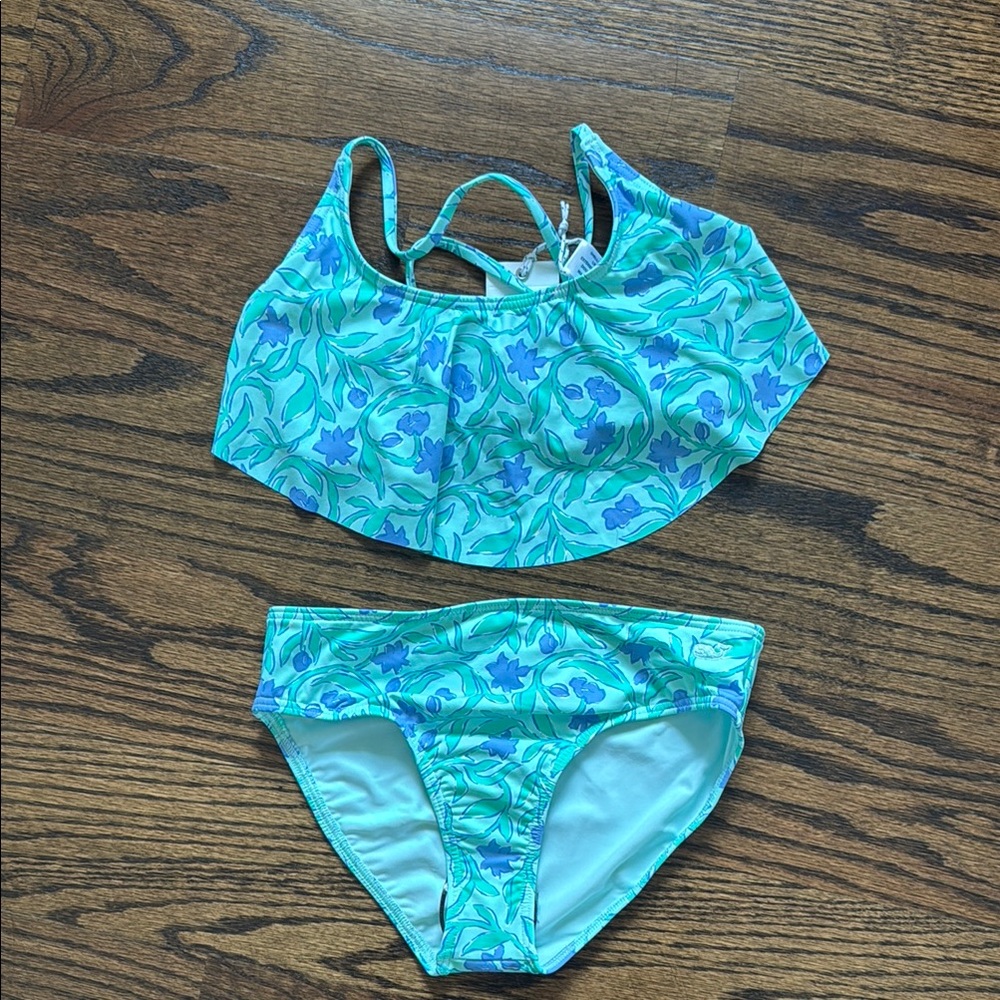 Girls Vineyard Vines Blue and Green Bikini Swim Set